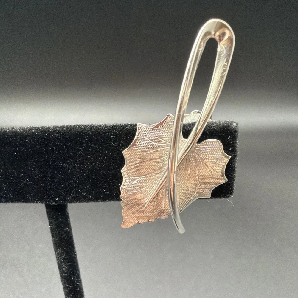 Vintage Maple Leaf Sterling Silver Clip on‎ Earrings